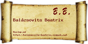 Balázsovits Beatrix névjegykártya