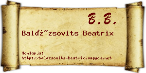 Balázsovits Beatrix névjegykártya